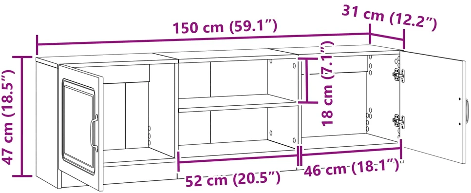 TV staliukas Televizoriaus spintelė Juoda 150 x 31 x 47 cm Apdirbta mediena
