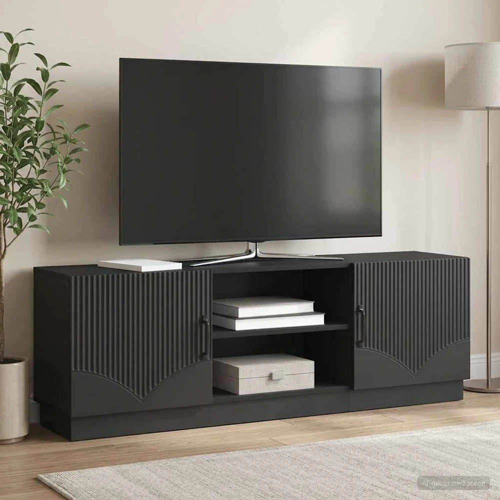 TV staliukas Televizoriaus spintelė Juoda 150 x 31 x 47 cm Apdirbta mediena