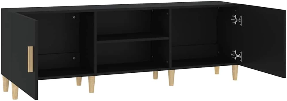 TV staliukas Televizoriaus spintelė, juoda, 150x30x50cm, apdirbta mediena