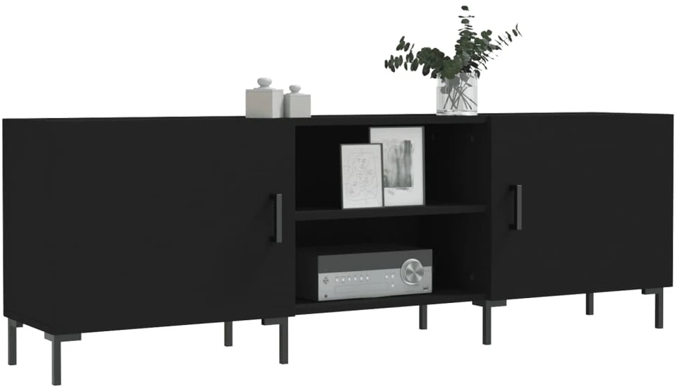 TV staliukas Televizoriaus spintelė, juoda, 150x30x50cm, apdirbta mediena