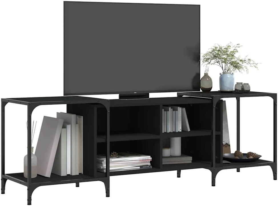 TV staliukas Televizoriaus spintelė, juoda, 153x37x50cm, apdirbta mediena
