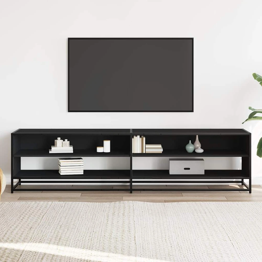 TV staliukas Televizoriaus spintelė, juoda, 180,5x40x46cm, apdirbta mediena