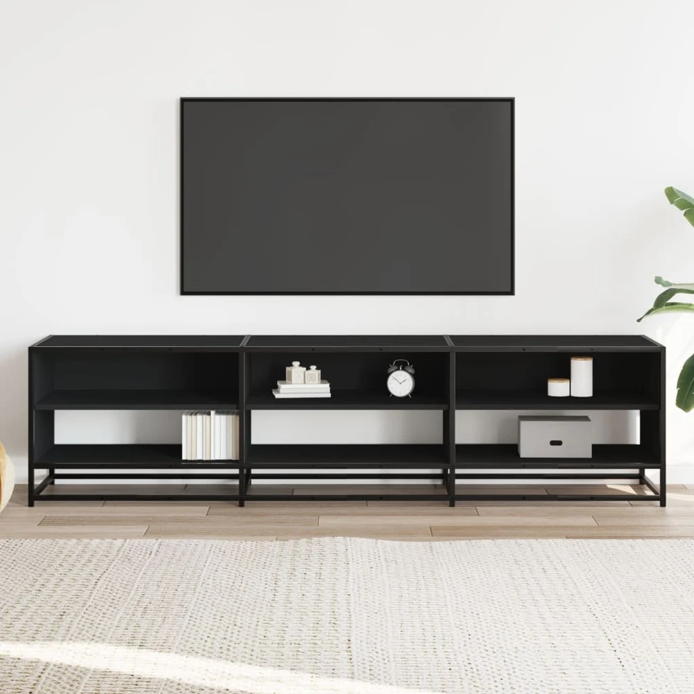 TV staliukas Televizoriaus spintelė, juoda, 180x40x46cm, apdirbta mediena
