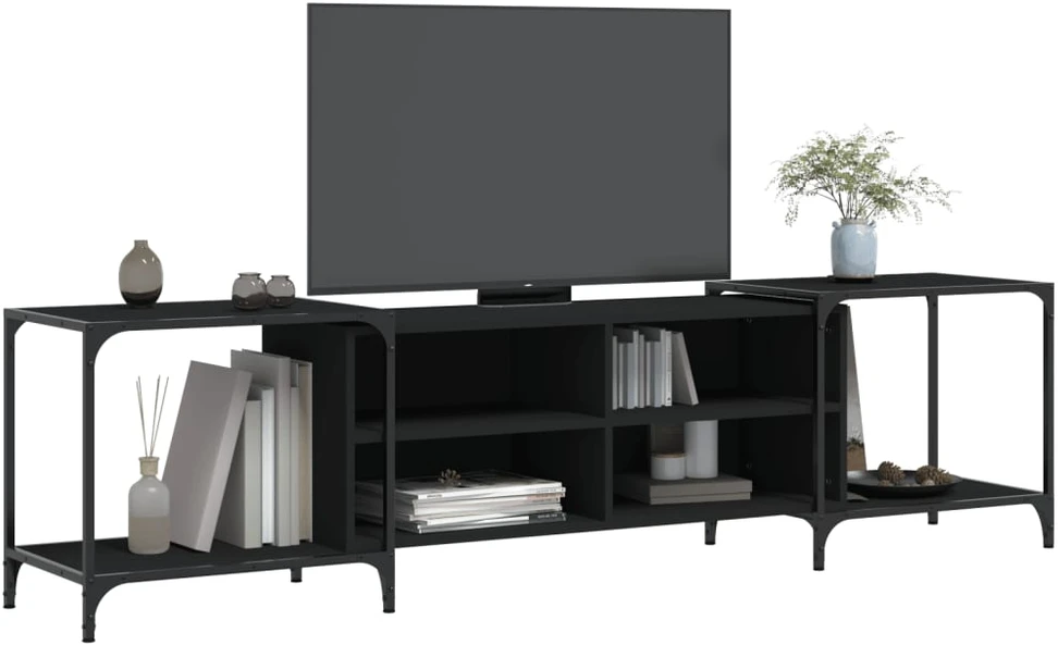 TV staliukas Televizoriaus spintelė, juoda, 203x37x50cm, apdirbta mediena