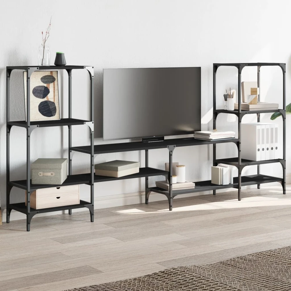TV staliukas Televizoriaus spintelė, juoda, 206,5x28,5x95cm, mediena