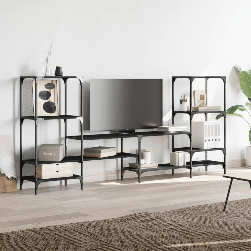 TV staliukas Televizoriaus spintelė, juoda, 206,5x28,5x95cm, mediena