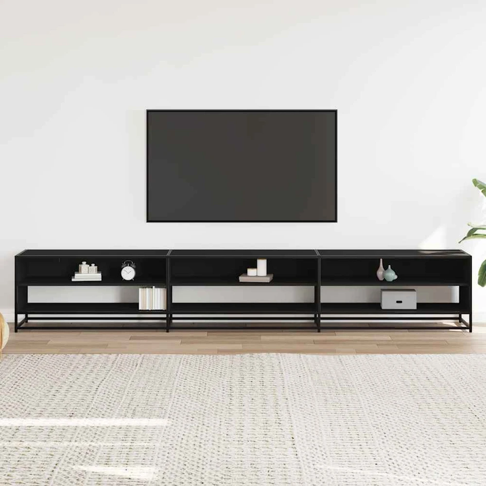 TV staliukas Televizoriaus spintelė, juoda, 270x40x46cm, apdirbta mediena