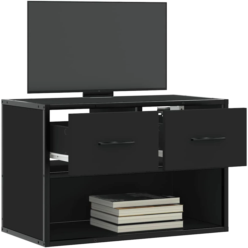 TV staliukas Televizoriaus spintelė, juoda, 60x31x39,5cm, mediena ir metalas
