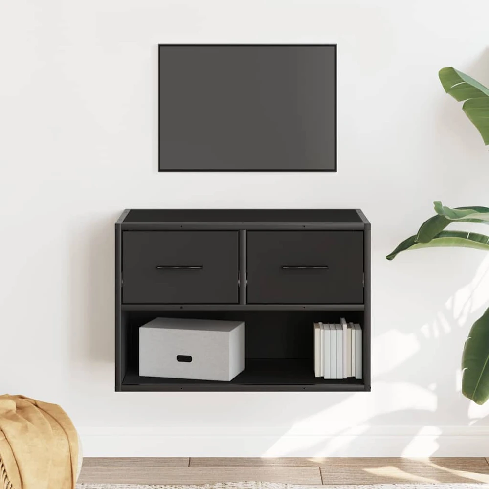 TV staliukas Televizoriaus spintelė, juoda, 60x31x39,5cm, mediena ir metalas