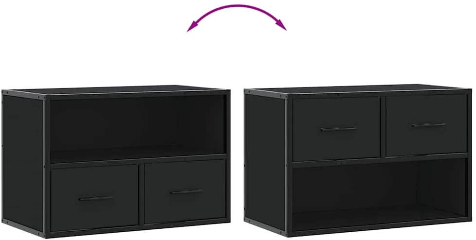 TV staliukas Televizoriaus spintelė, juoda, 60x31x39,5cm, mediena ir metalas