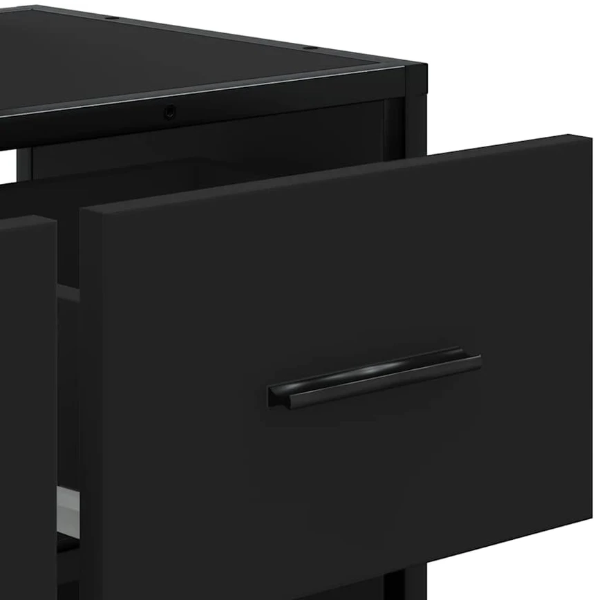 TV staliukas Televizoriaus spintelė, juoda, 60x31x39,5cm, mediena ir metalas