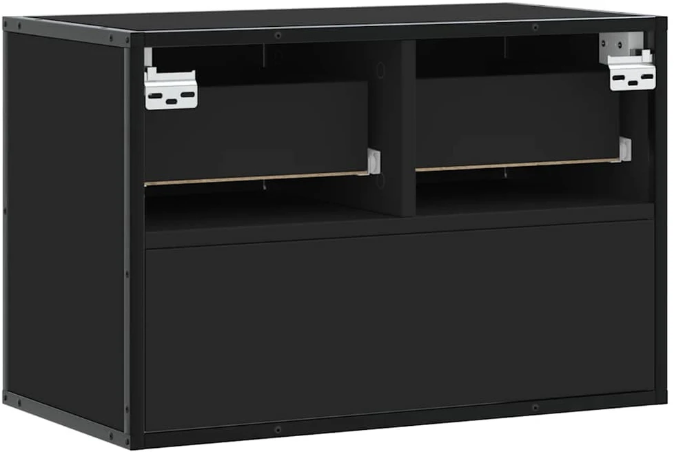 TV staliukas Televizoriaus spintelė, juoda, 60x31x39,5cm, mediena ir metalas