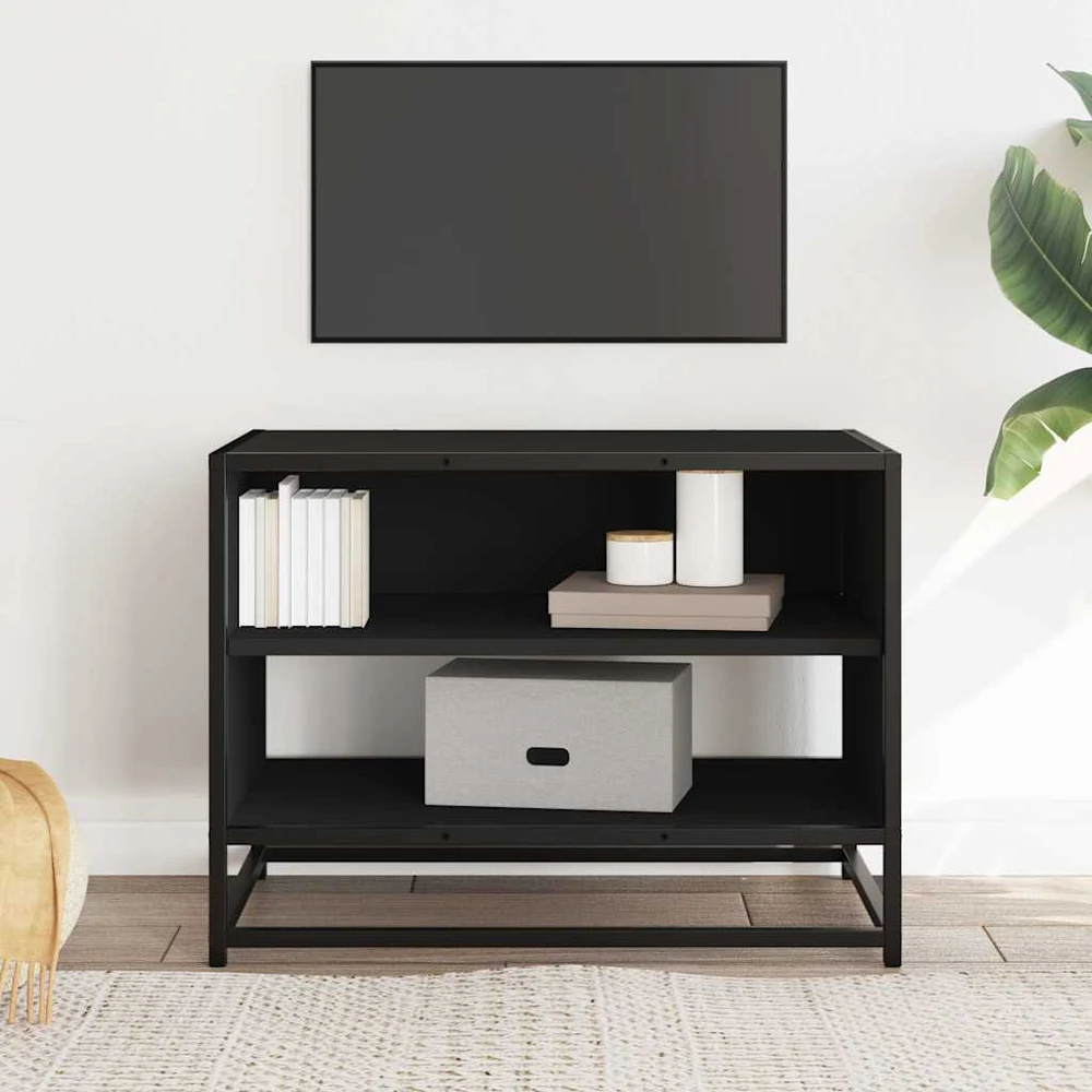 TV staliukas Televizoriaus spintelė, juoda, 61x40x46cm, mediena ir metalas