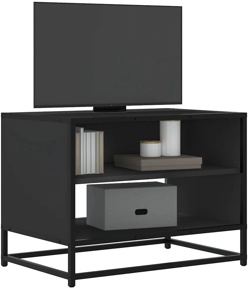 TV staliukas Televizoriaus spintelė, juoda, 61x40x46cm, mediena ir metalas