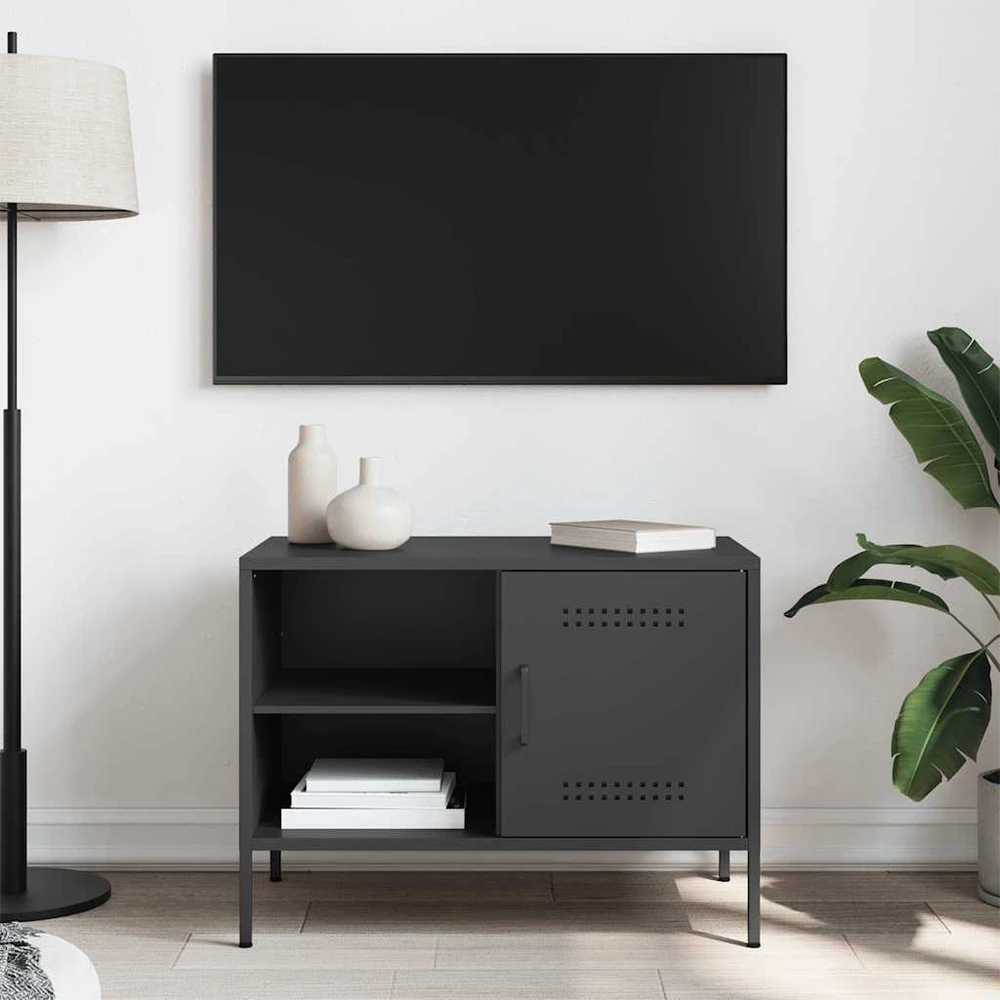 TV staliukas Televizoriaus spintelė, juoda, 68x39x50,5cm, plienas