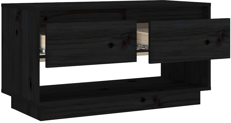 TV staliukas Televizoriaus spintelė, juoda, 74x34x40cm, pušies masyvas