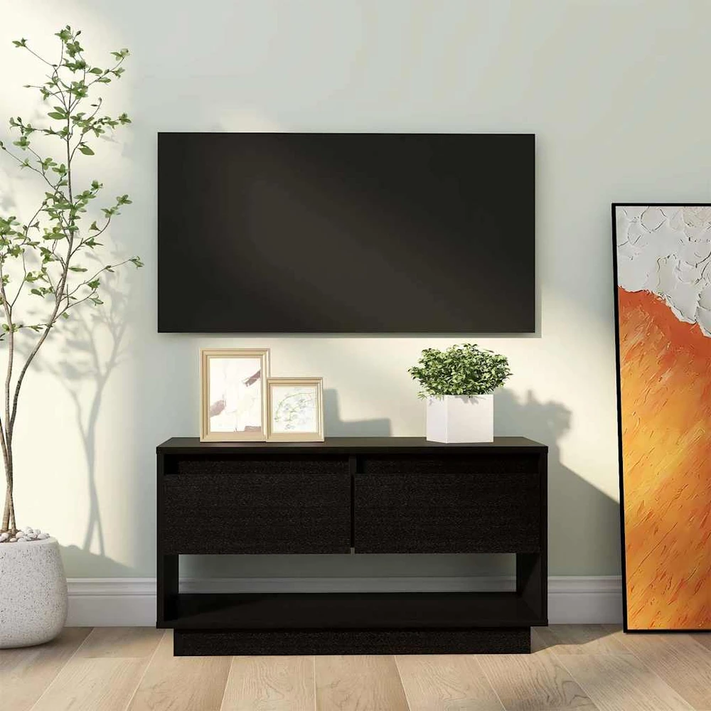 TV staliukas Televizoriaus spintelė, juoda, 74x34x40cm, pušies masyvas