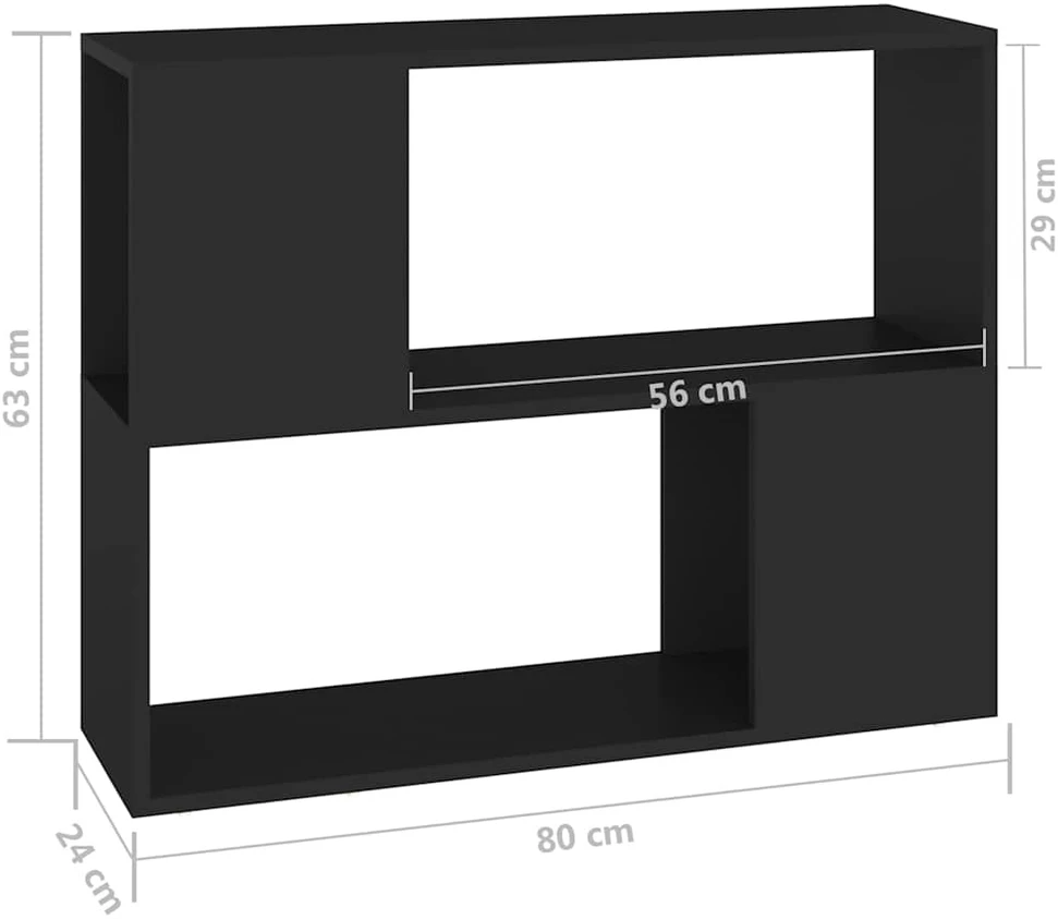 Televizoriaus spintelė, juoda, 80x24x63cm, apdirbta mediena