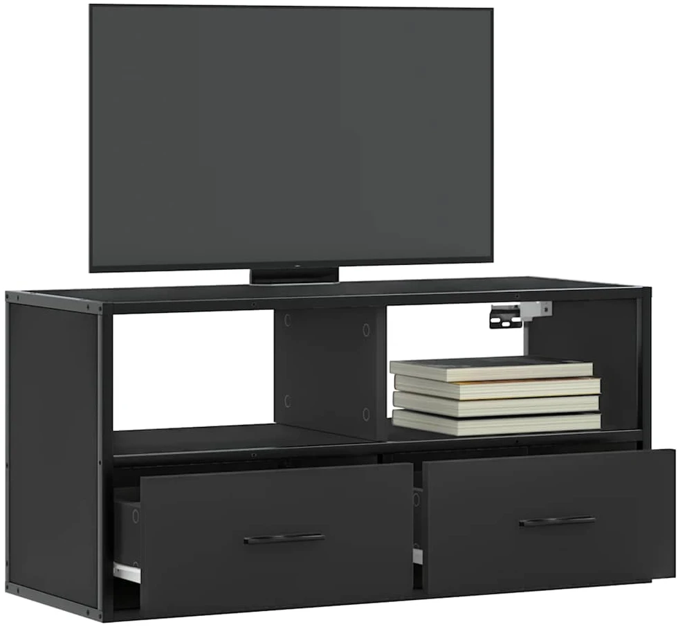 TV staliukas Televizoriaus spintelė, juoda, 80x31x39,5cm, mediena/metalas