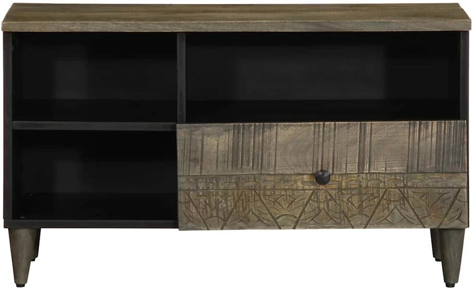 TV staliukas Televizoriaus spintelė, juoda, 80x33x46cm, mango masyvas