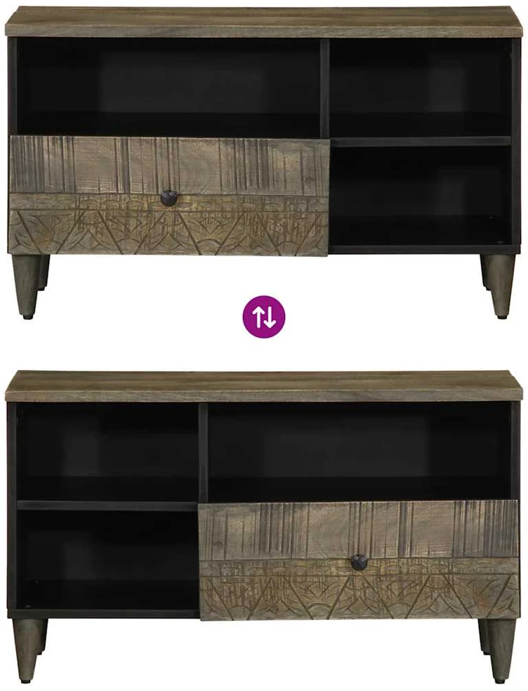 TV staliukas Televizoriaus spintelė, juoda, 80x33x46cm, mango masyvas