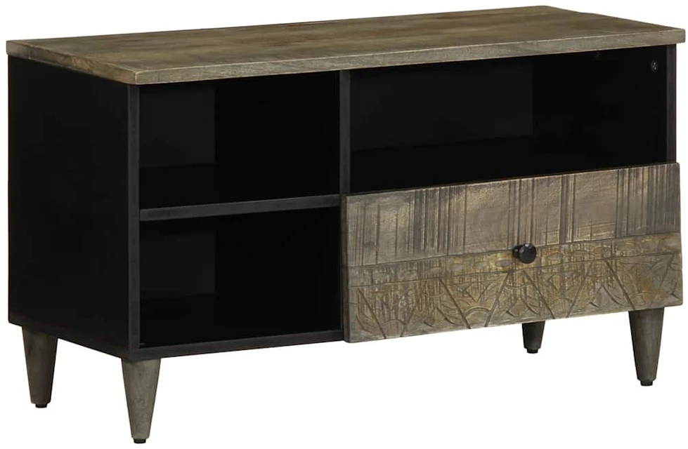 TV staliukas Televizoriaus spintelė, juoda, 80x33x46cm, mango masyvas