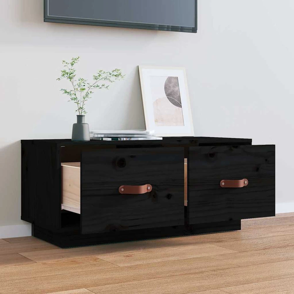 TV staliukas Televizoriaus spintelė, juoda, 80x34x35cm, pušies masyvas