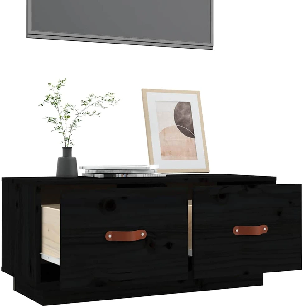 TV staliukas Televizoriaus spintelė, juoda, 80x34x35cm, pušies masyvas