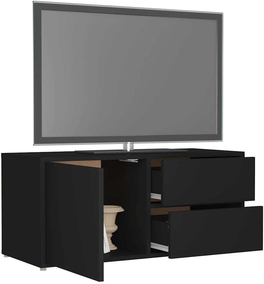 TV staliukas Televizoriaus spintelė, juoda, 80x34x36cm, apdirbta mediena