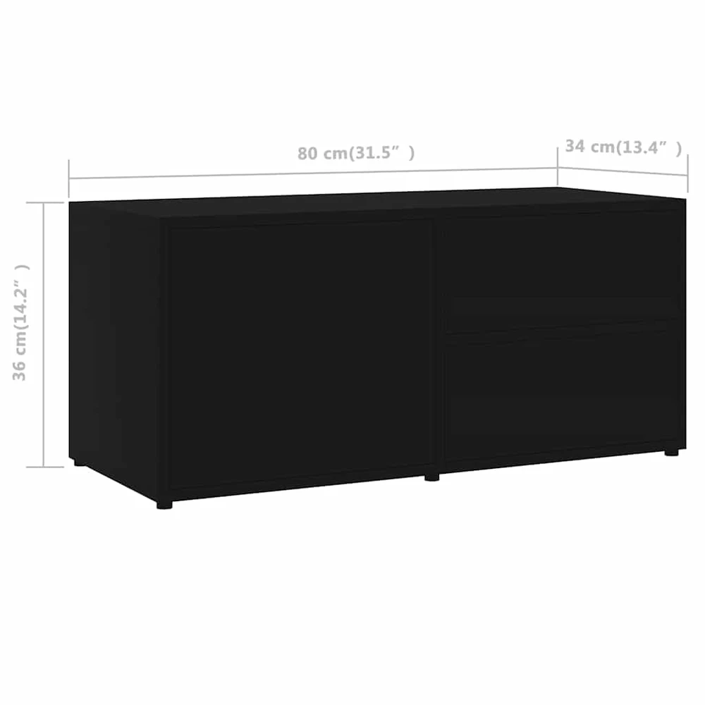 TV staliukas Televizoriaus spintelė, juoda, 80x34x36cm, apdirbta mediena