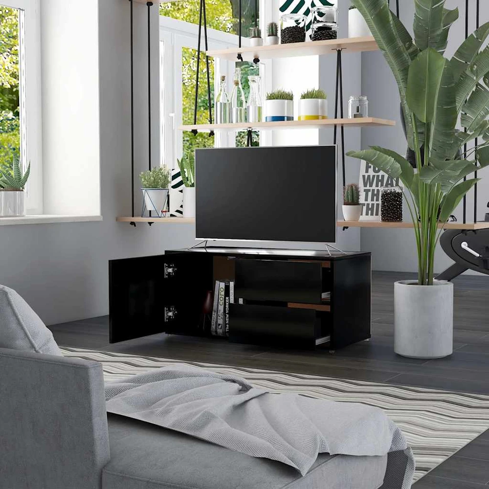 TV staliukas Televizoriaus spintelė, juoda, 80x34x36cm, apdirbta mediena