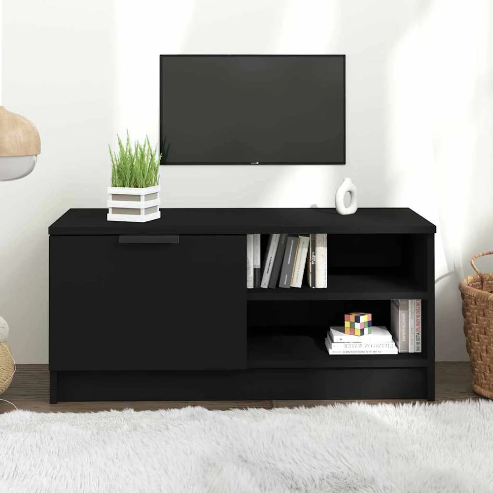 TV staliukas Televizoriaus spintelė, juoda, 80x35x36,5cm, apdirbta mediena