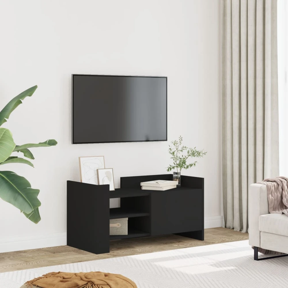 TV staliukas Televizoriaus spintelė, juoda, 80x35x40cm, apdirbta mediena