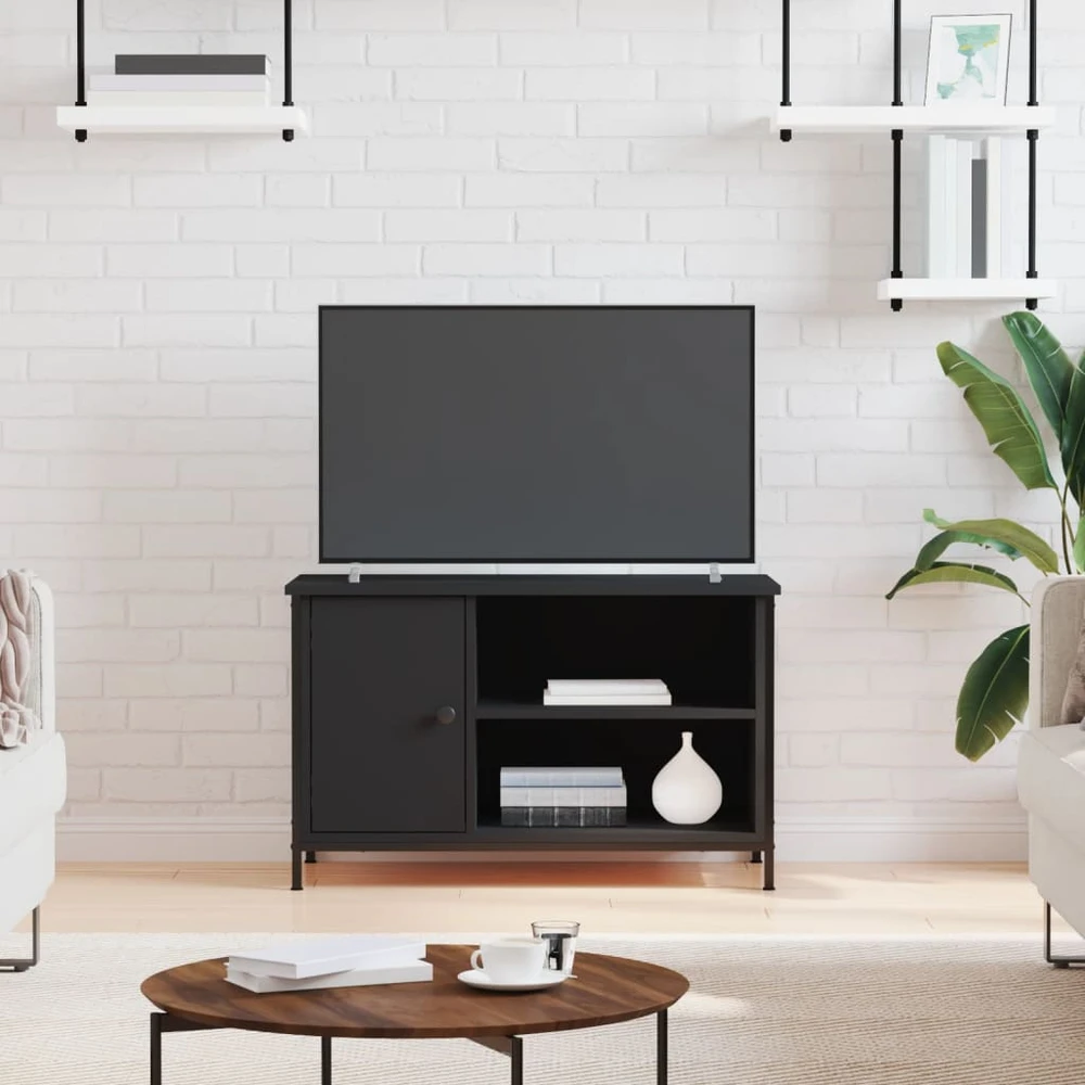TV staliukas Televizoriaus spintelė, juoda, 80x40x50cm, apdirbta mediena