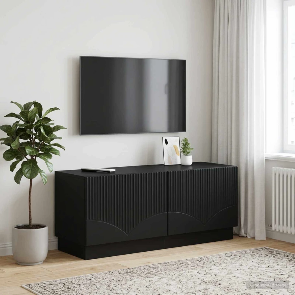 TV staliukas Televizoriaus spintelė Juoda Apdirbta mediena