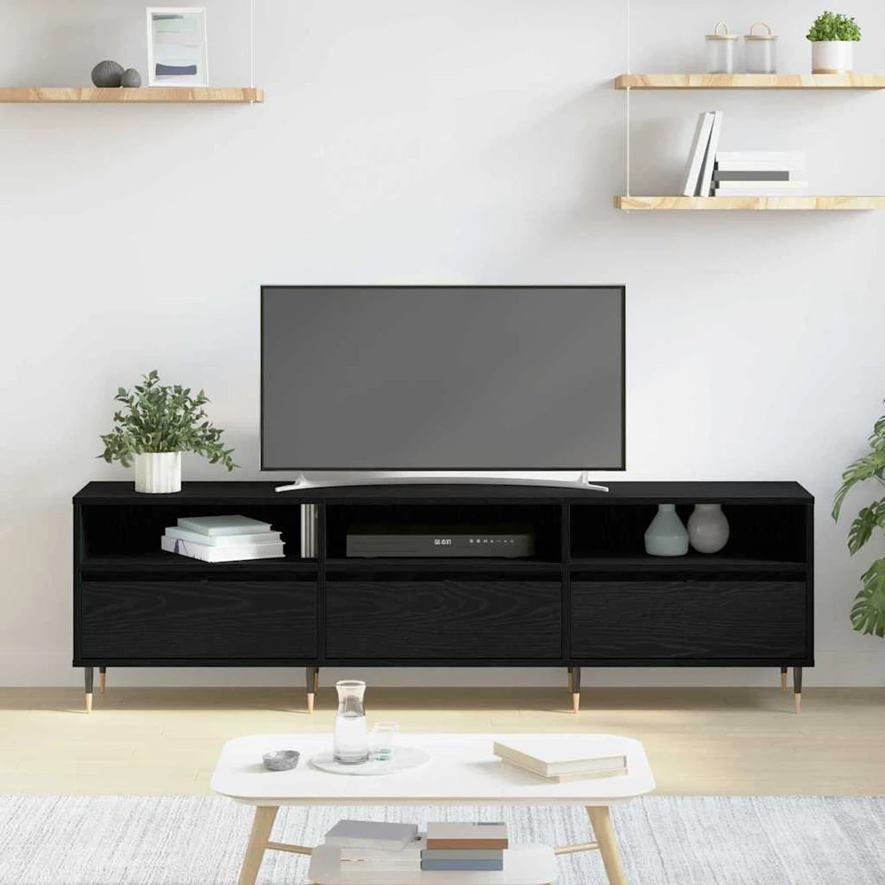 TV staliukas Televizoriaus spintelė 150 x 30 x 45 cm Juodas ąžuolas