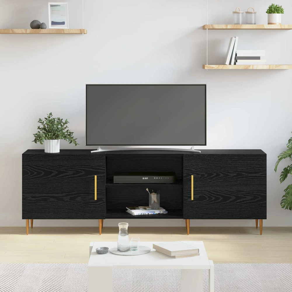 TV staliukas Televizoriaus spintelė 150 x 30 x 50 cm juoda ąžuolo