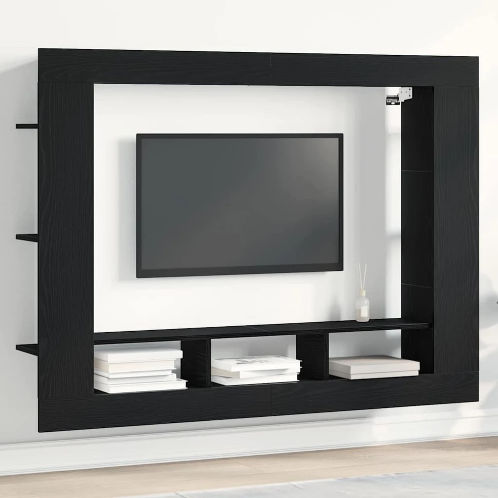 TV staliukas Televizoriaus spintelė 152 x 22 x 113 cm juoda ąžuolo