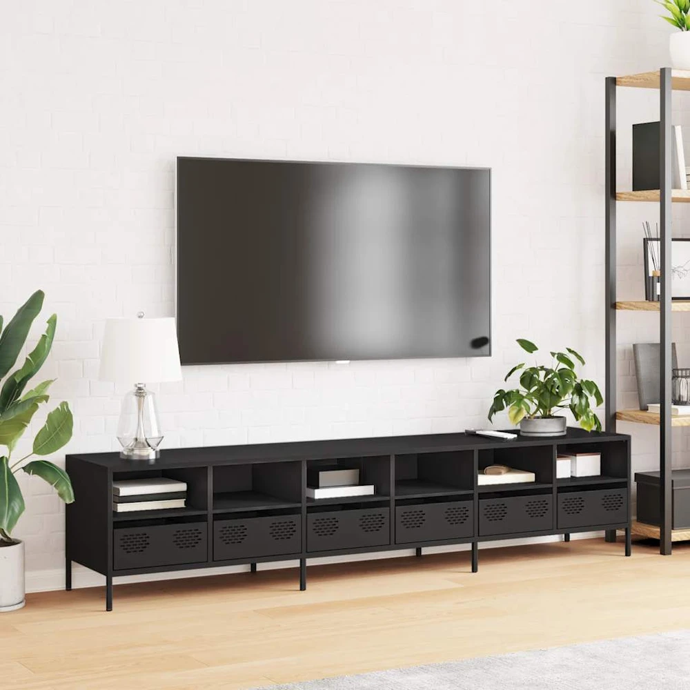 TV staliukas Televizoriaus spintelė, juodas, 202x39x43,5 cm, plienas