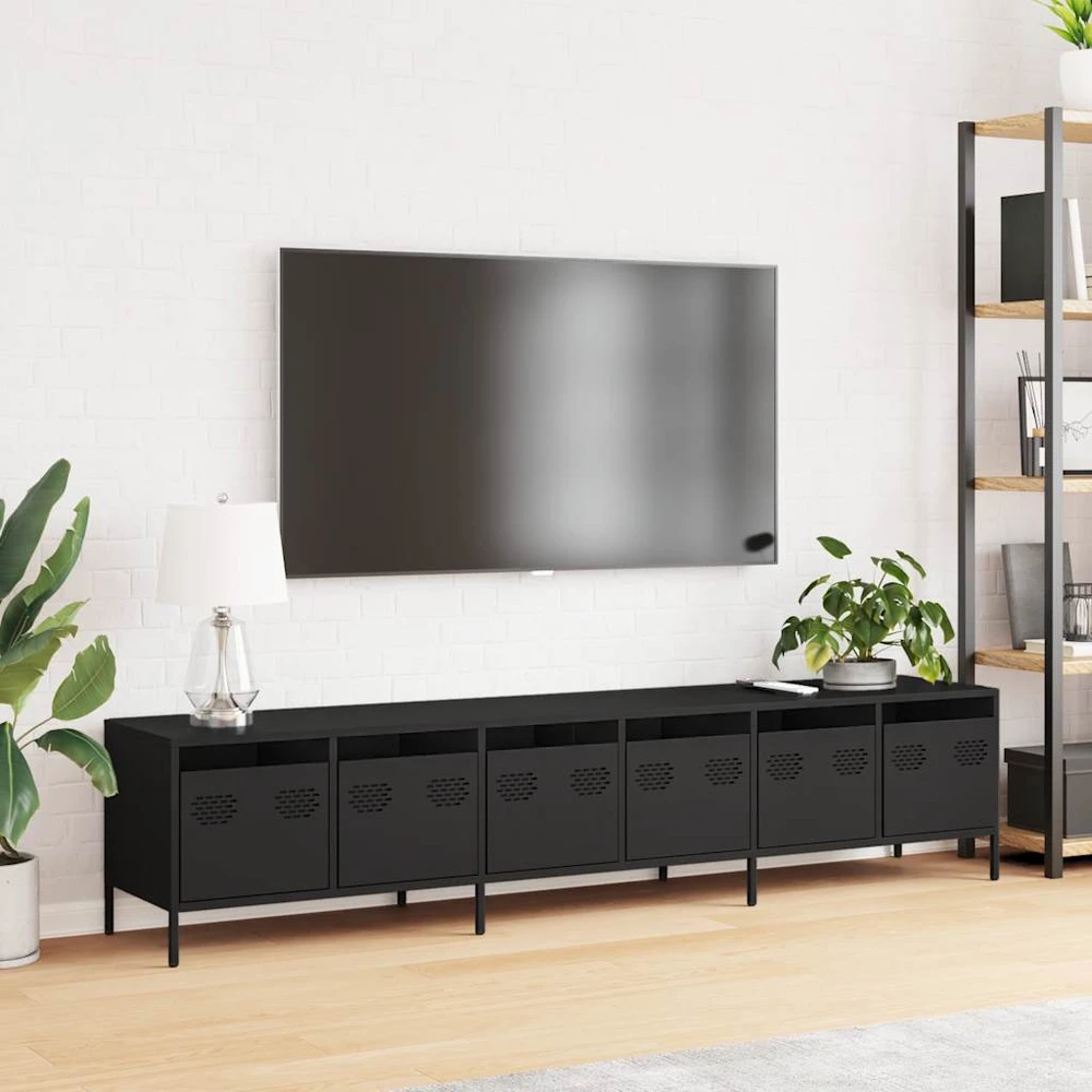 TV staliukas Televizoriaus spintelė, juodas, 202x39x43,5 cm, plienas