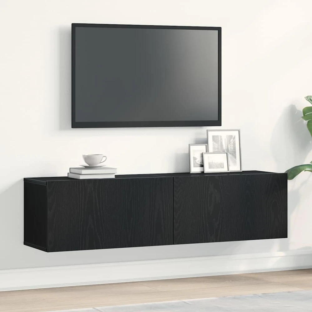 TV staliukas Televizoriaus spintelė, juodas ąžuolas, 120x30x30,5 cm, mediena