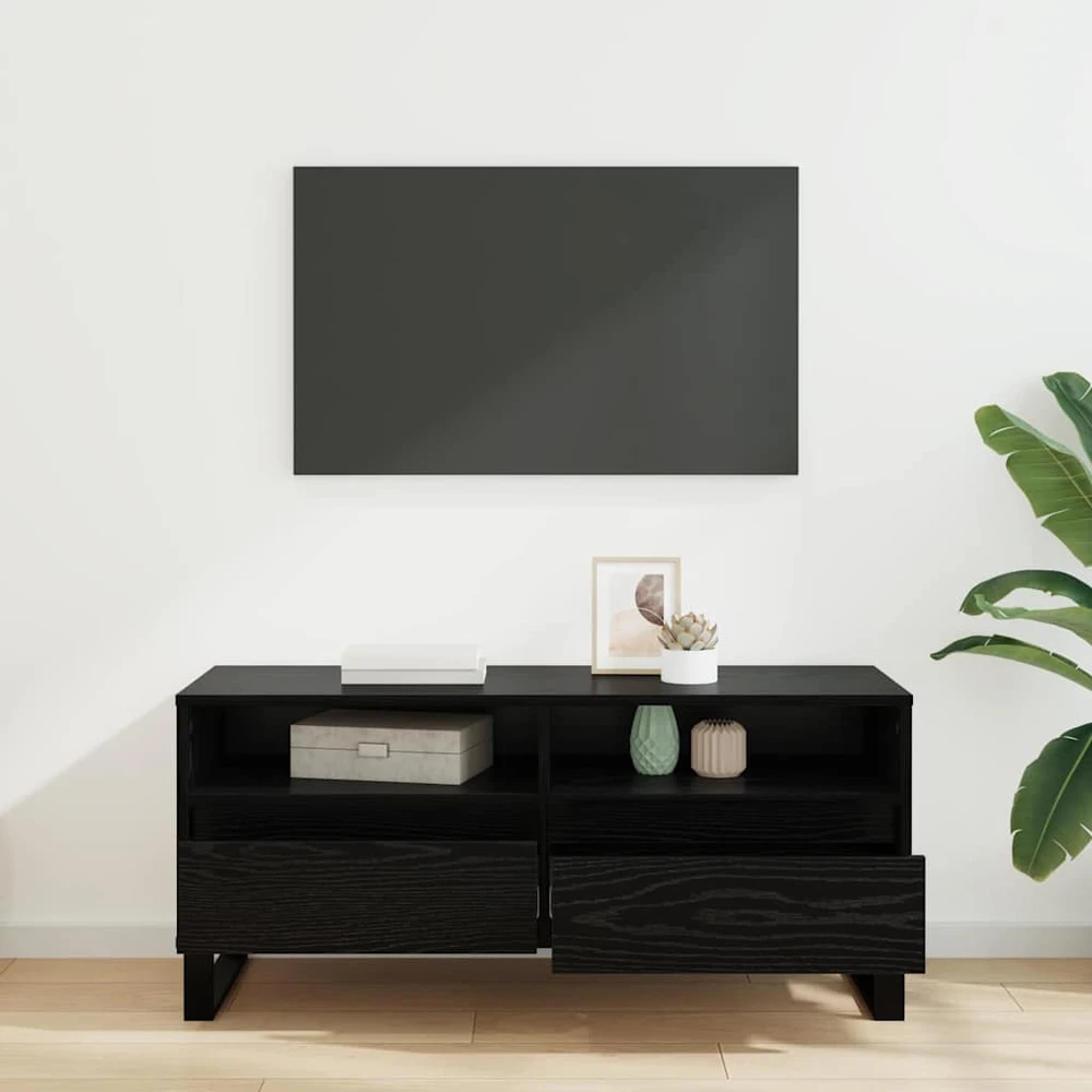 TV staliukas Televizoriaus spintelė Juodas ąžuolas 100 x 34,5 x 44,5 cm