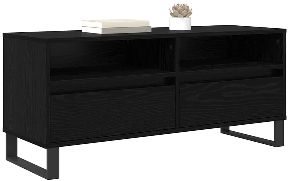 TV staliukas Televizoriaus spintelė Juodas ąžuolas 100 x 34,5 x 44,5 cm