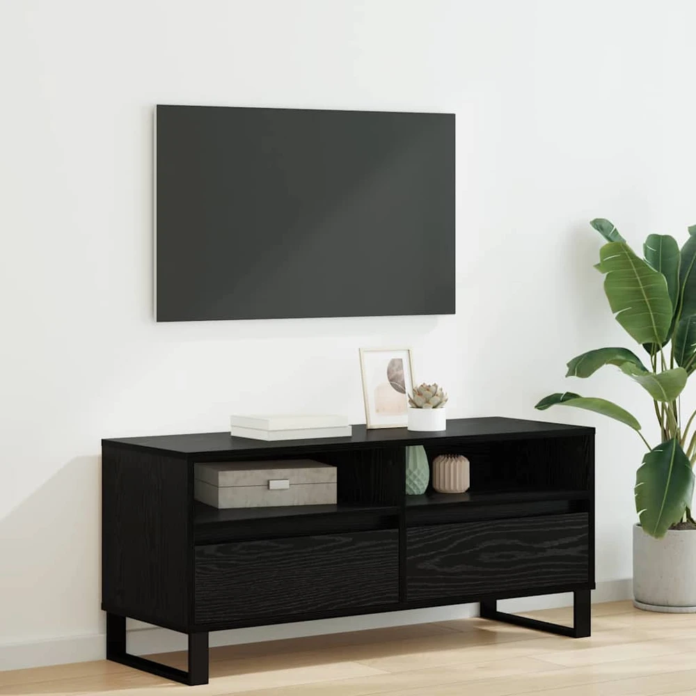 TV staliukas Televizoriaus spintelė Juodas ąžuolas 100 x 34,5 x 44,5 cm
