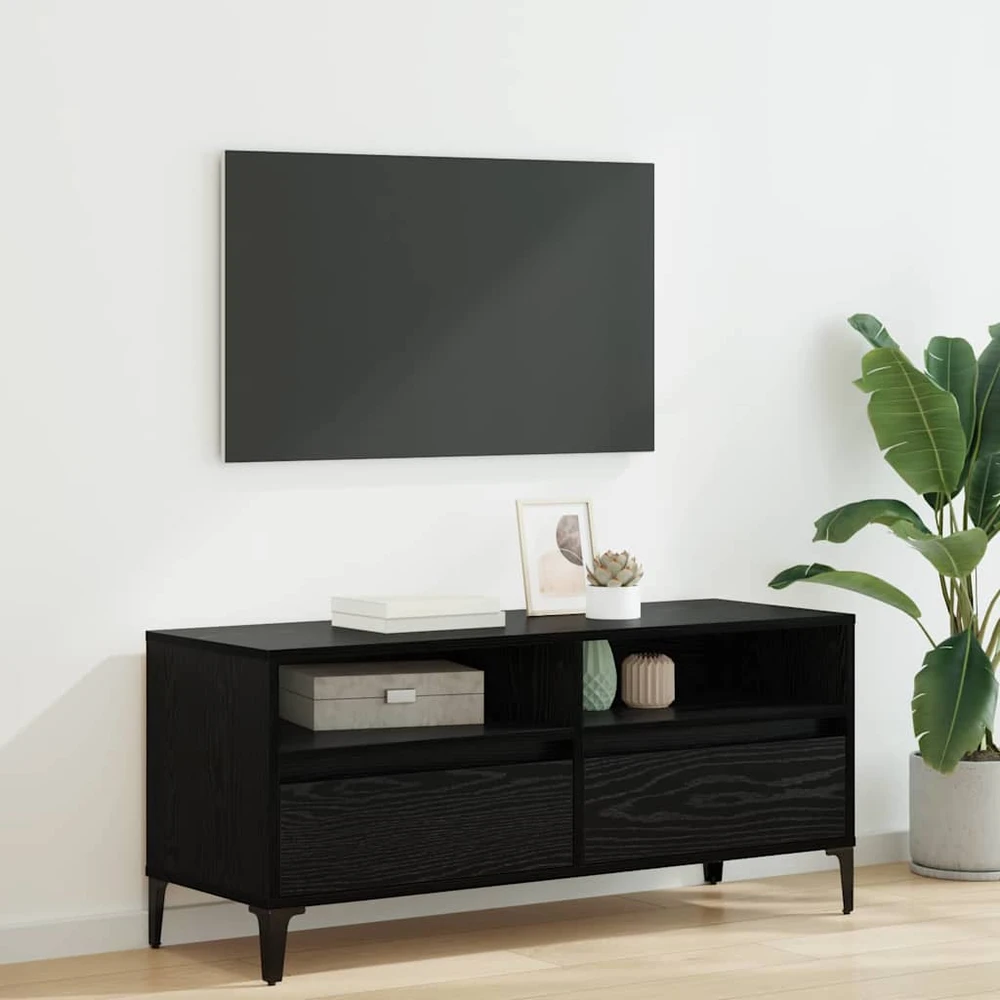 TV staliukas Televizoriaus spintelė Juodas ąžuolas 100 x 34,5 x 44,5 cm