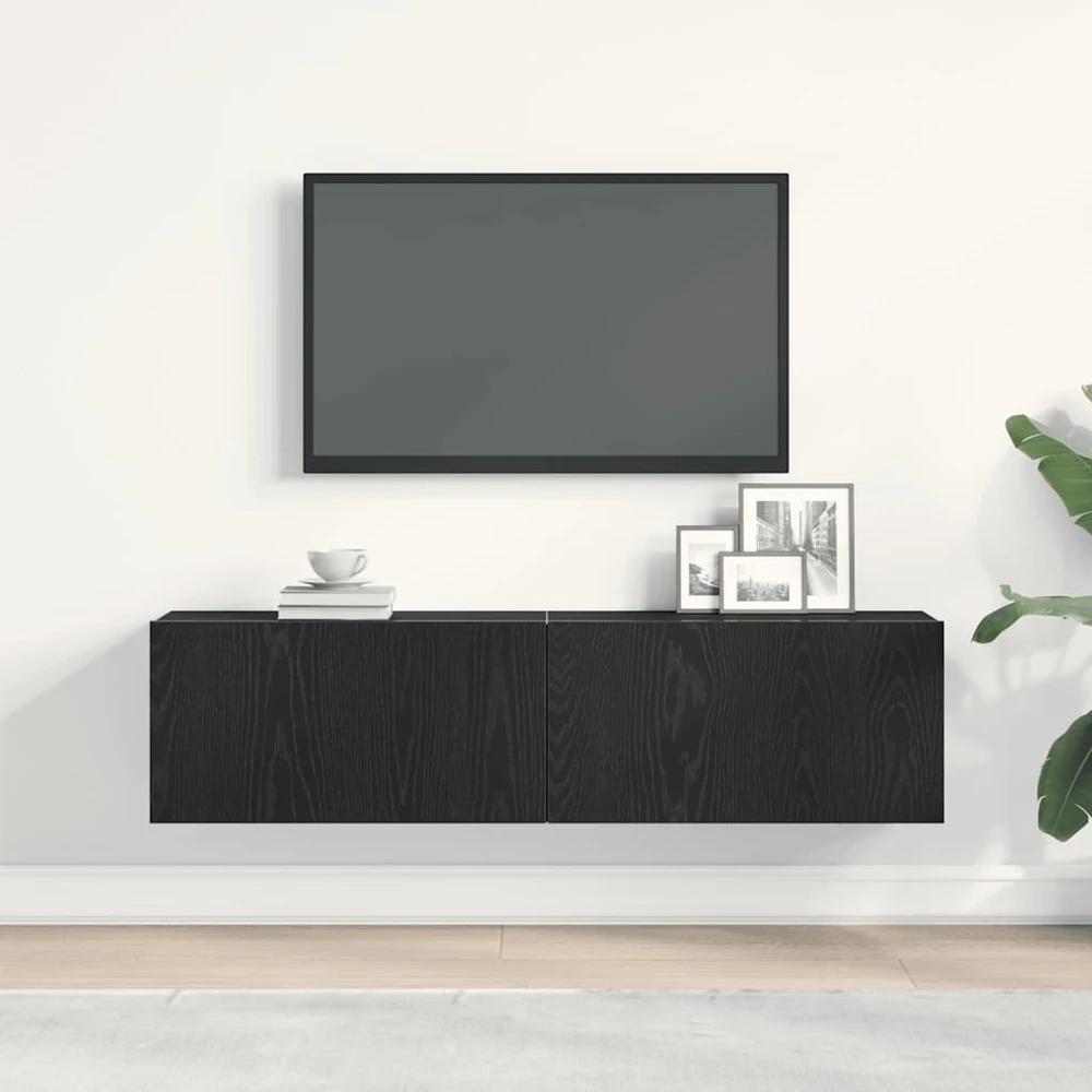 TV staliukas Televizoriaus spintelė, juodas ąžuolas, 120x30x30,5 cm, mediena