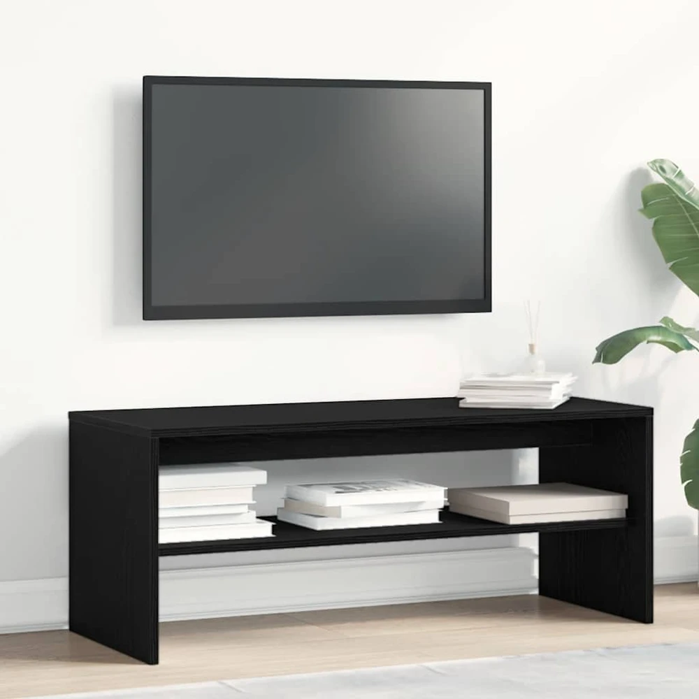 TV staliukas televizoriaus spintelė juodas ąžuolas 100x40x40 cm