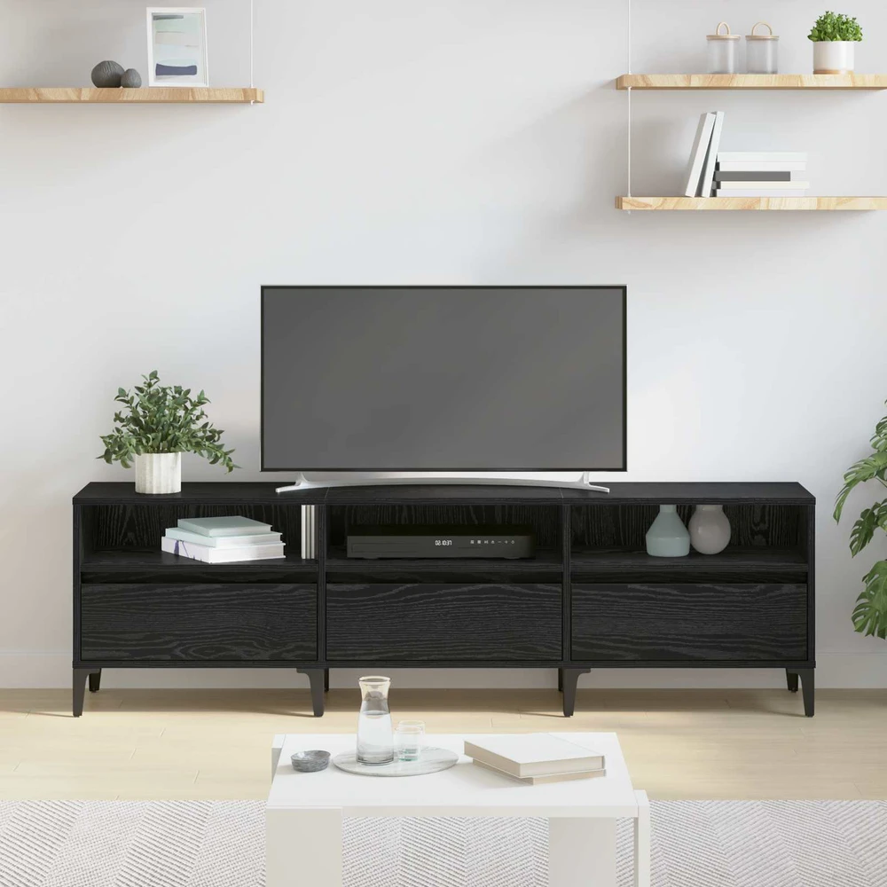 TV staliukas Televizoriaus spintelė Juodas ąžuolas 150 x 30 x 45 cm