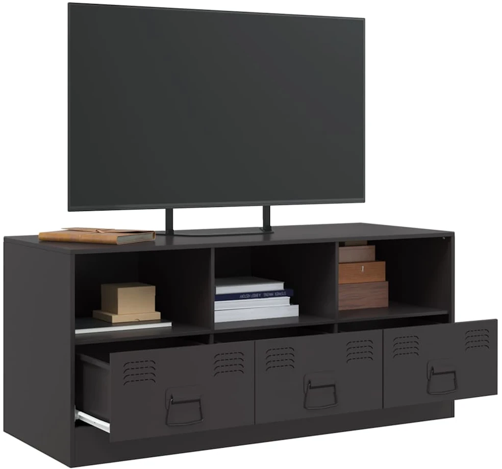 TV staliukas Televizoriaus spintelė, juodos spalvos, 99x39x44cm, plienas