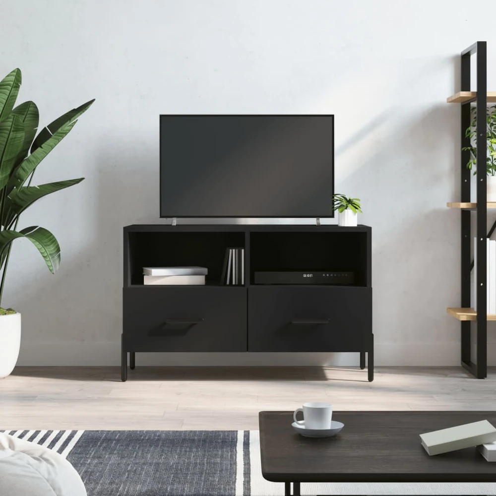 TV staliukas Televizoriaus spintelė, juodos spalvos, 80x36x50cm, mediena